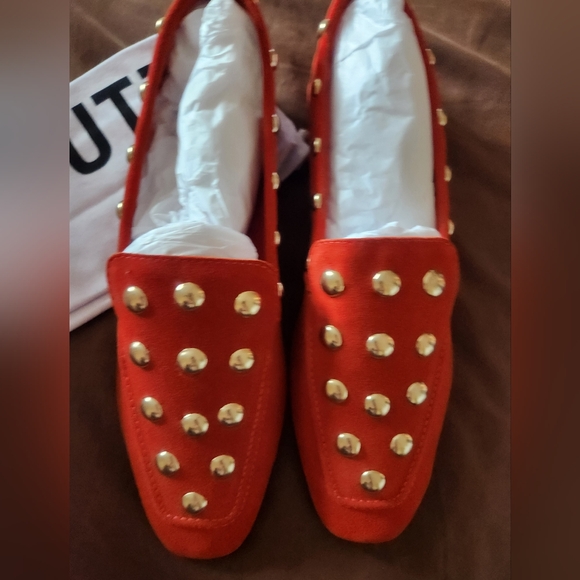 SCHUTZ Shoes - SCHUTZ LAURIE  suede red orange slip on mocassins New sz 10